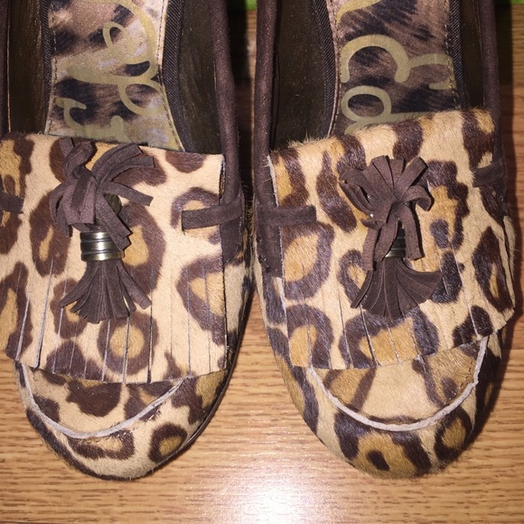 SAM EDELMAN Wesley Calf Hair Leopard Wedge Loafer - Picture 6 of 8
